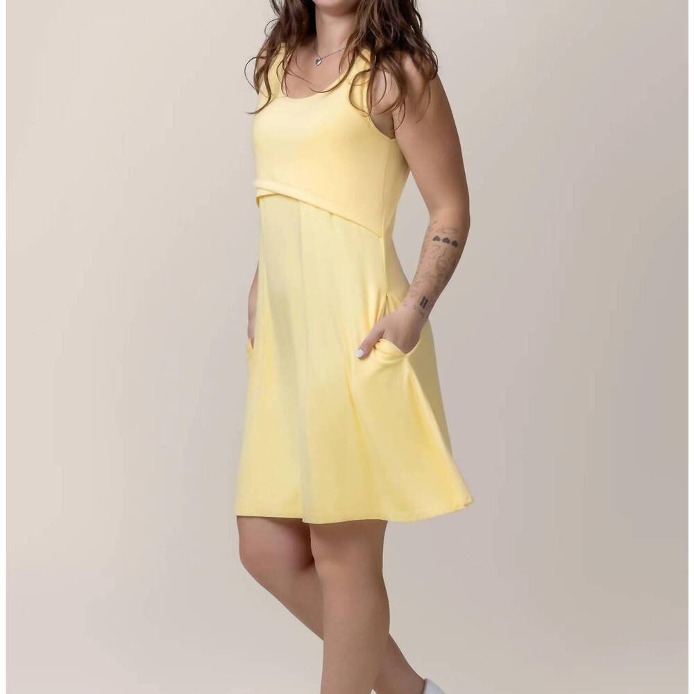 NEW KINDRED BRAVELY crossover nursing dress in butter yellow